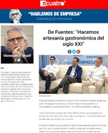 Giusseppe Tringali entrevista a Michel de Fuentes y a los Chefs de Medems Catering, Héctor Cancho y Javier González, en su programa «HABLEMOS DE EMPRESA» NOTICIAS 4 de Mediaset